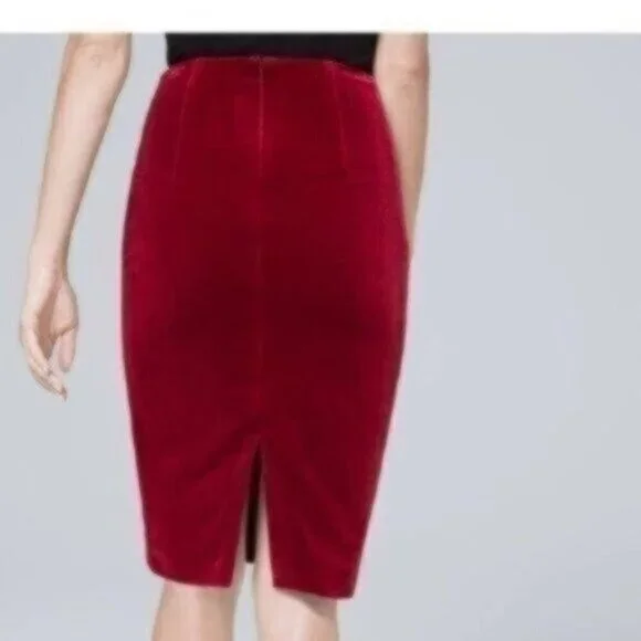 NWOT White House Black Market Velvet Pencil Skirt - Picture 3 of 5